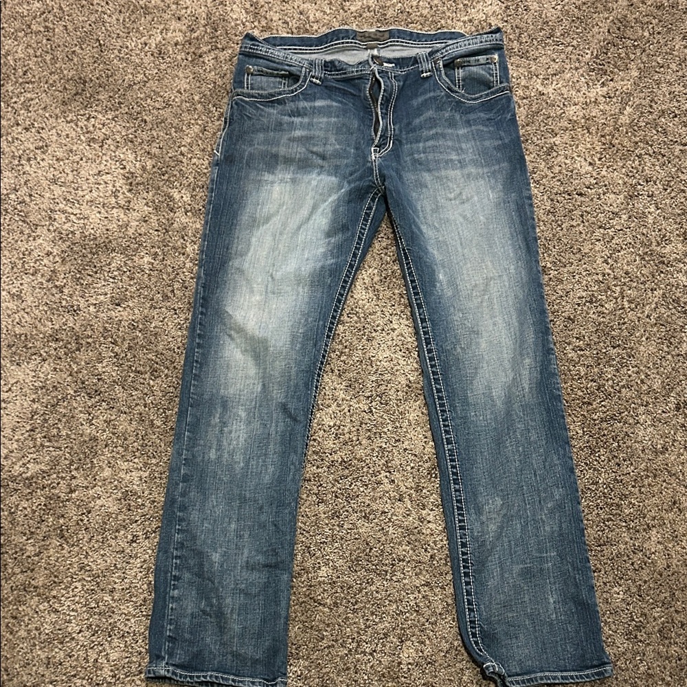 Decree Men's Faded Blue Straight Jeans